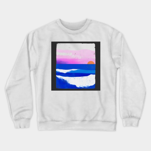 WAVES AND SUNSET Crewneck Sweatshirt by hanandita